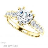 Heart Shaped Forever One Moissanite Engagement Ring #GTJ1209-heart-fb-y 5 Heart Shaped Forever Brilliant Moissanite Engagement Ring #GTJ1209-heart-fb-y