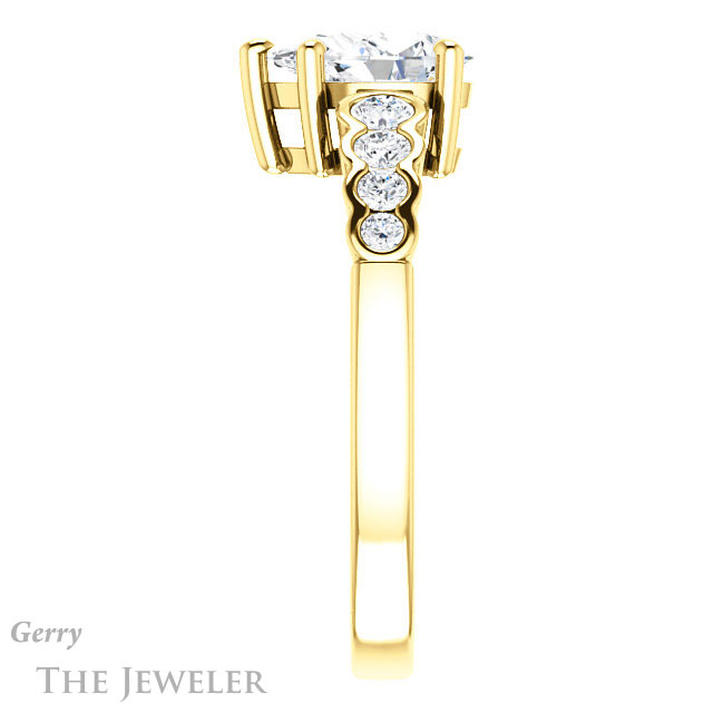 Pear Shaped Forever One Moissanite Engagement Ring #GTJ1209-pear-fb-y 3 Pear Shaped Forever Brilliant Moissanite Engagement Ring #GTJ1209-pear-fb-y