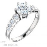 Round Cut Forever One Moissanite Engagement Ring #GTJ1209-round-fo-w 4 Round Cut Forever One Moissanite Engagement Ring #GTJ1209-round-fo-w