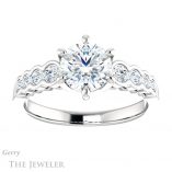 Round Cut Forever One Moissanite Engagement Ring #GTJ1209-round-fo-w 1 Round Cut Forever One Moissanite Engagement Ring #GTJ1209-round-fo-w