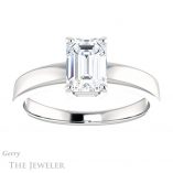 Emerald Cut Forever One Moissanite Engagement Ring #GTJ1211-emerald-fb-w 1 Emerald Cut Forever Brilliant Moissanite Engagement Ring #GTJ1211-emerald-fb-w
