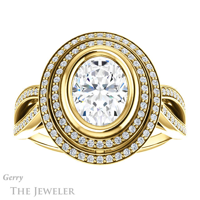 Oval Shaped Forever One Moissanite Engagement Ring #GTJ1212-oval-fo-y | Gerry The Jeweler Oval Shaped Forever One Moissanite Engagement Ring #GTJ1212-oval-fo-y