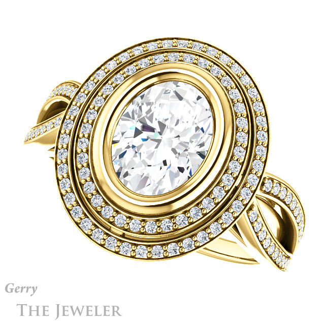 Oval Shaped Forever One Moissanite Engagement Ring #GTJ1212-oval-fo-y | Gerry The Jeweler Oval Shaped Forever One Moissanite Engagement Ring #GTJ1212-oval-fo-y