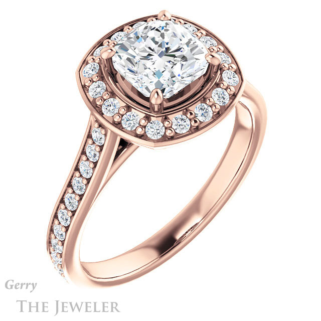 Cushion Cut Forever One Moissanite Engagement Ring #GTJ1213-cushion-fo-r