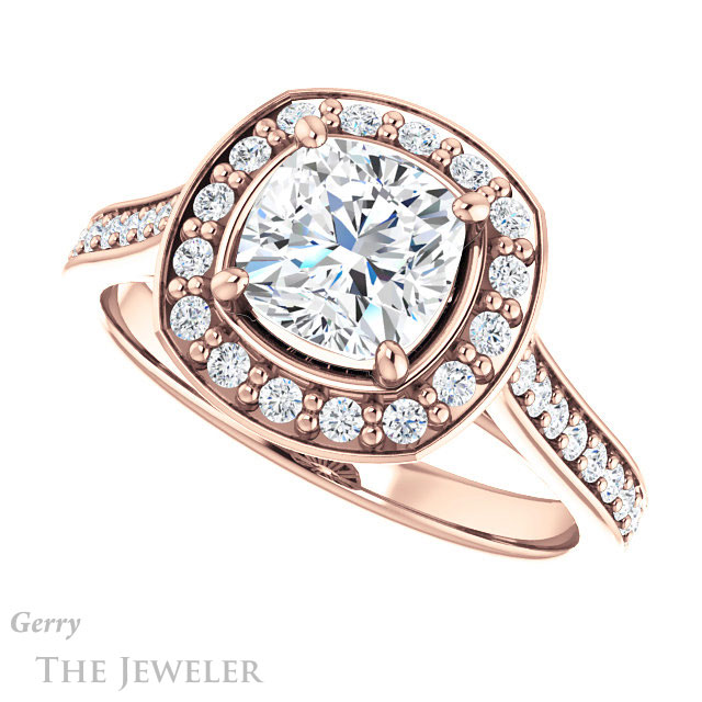 Cushion Cut Forever One Moissanite Engagement Ring #GTJ1213-cushion-fo-r