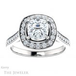 Cushion Cut Forever One Moissanite Engagement Ring #GTJ1213-cushion-fo-w 1 Cushion Cut Forever One Moissanite Engagement Ring #GTJ1213-cushion-fo-w