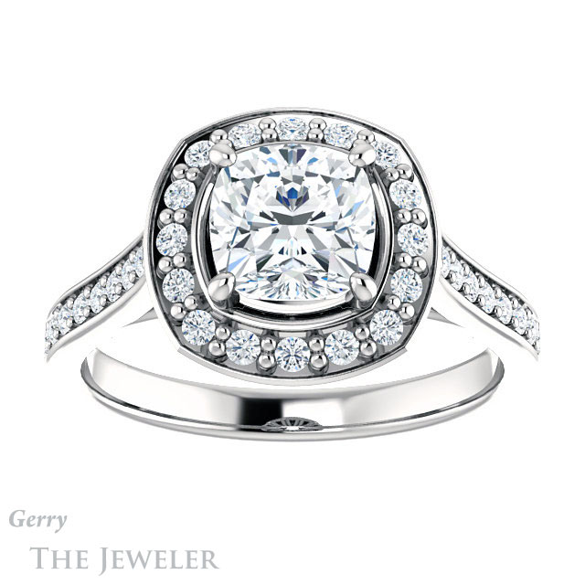 Cushion Cut Forever One Moissanite Engagement Ring #GTJ1213-cushion-fo-w