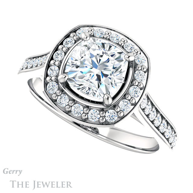Cushion Cut Forever One Moissanite Engagement Ring #GTJ1213-cushion-fo-w 5 Cushion Cut Forever One Moissanite Engagement Ring #GTJ1213-cushion-fo-w