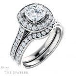 Cushion Cut Forever One Moissanite Engagement Ring #GTJ1213-cushion-fo-w 6 Cushion Cut Forever One Moissanite Engagement Ring #GTJ1213-cushion-fo-w