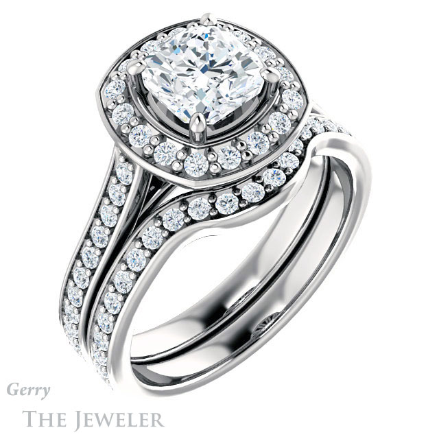 Cushion Cut Forever One Moissanite Engagement Ring #GTJ1213-cushion-fo-w 6 Cushion Cut Forever One Moissanite Engagement Ring #GTJ1213-cushion-fo-w