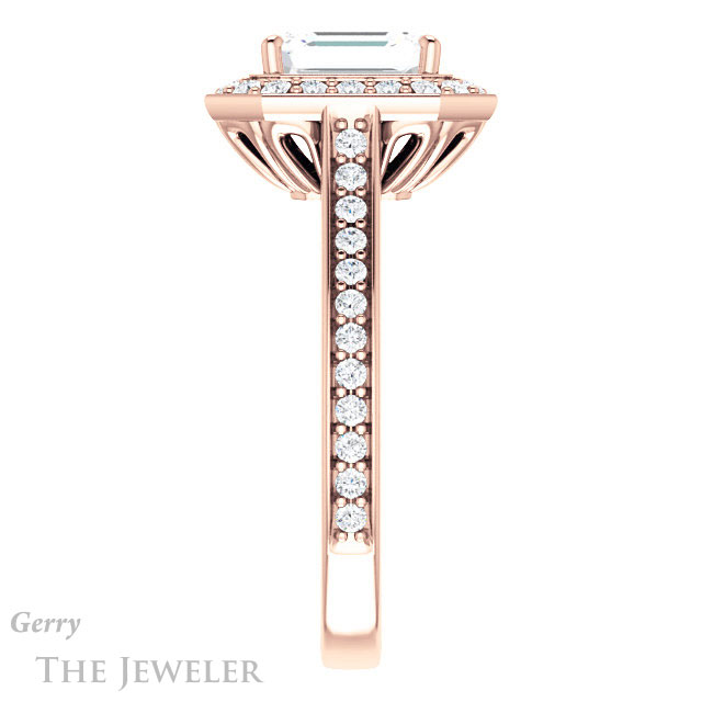 Emerald Cut Forever One Moissanite Engagement Ring #GTJ1213-emerald-fb-r 3 Emerald Cut Forever Brilliant Moissanite Engagement Ring #GTJ1213-emerald-fb-r
