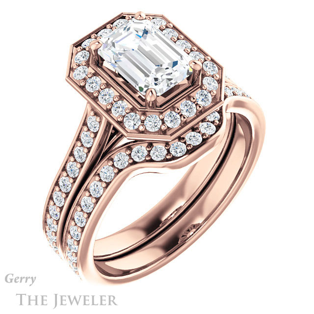 Emerald Cut Forever One Moissanite Engagement Ring #GTJ1213-emerald-fb-r 6 Emerald Cut Forever Brilliant Moissanite Engagement Ring #GTJ1213-emerald-fb-r