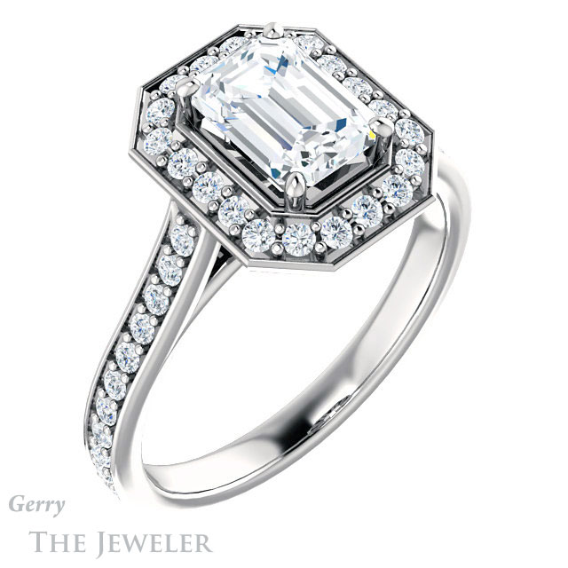 Emerald Cut Forever Brilliant Moissanite Engagement Ring #GTJ1213-emerald-fb-w