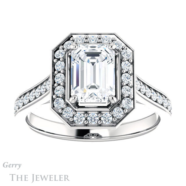 Emerald Cut Forever Brilliant Moissanite Engagement Ring #GTJ1213-emerald-fb-w