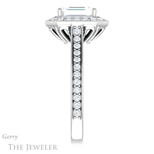 Emerald Cut Forever Brilliant Moissanite Engagement Ring #GTJ1213-emerald-fb-w