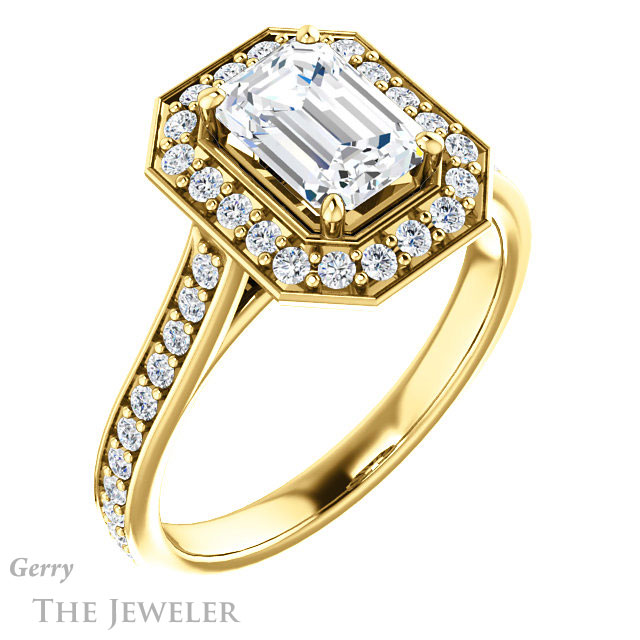Emerald Cut Forever Brilliant Moissanite Engagement Ring #GTJ1213-emerald-fb-y