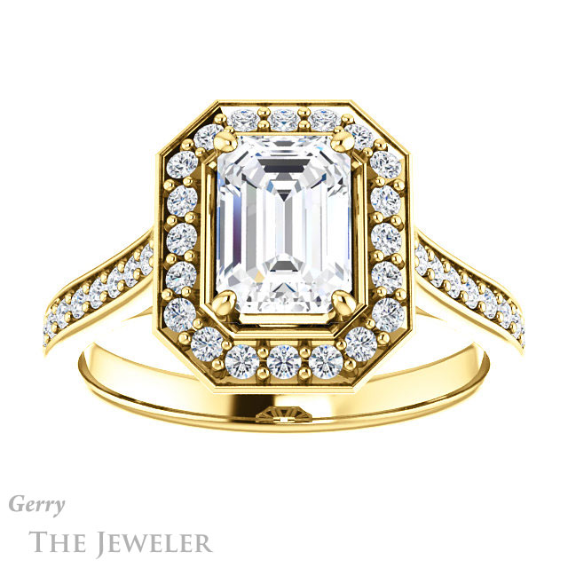 Emerald Cut Forever Brilliant Moissanite Engagement Ring #GTJ1213-emerald-fb-y