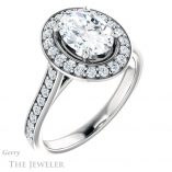 Oval Shaped Forever One Moissanite Engagement Ring #GTJ1213-oval-fo-w