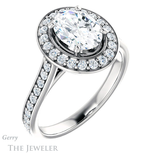 Oval Shaped Forever One Moissanite Engagement Ring #GTJ1213-oval-fo-w