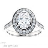 Oval Shaped Forever One Moissanite Engagement Ring #GTJ1213-oval-fo-w