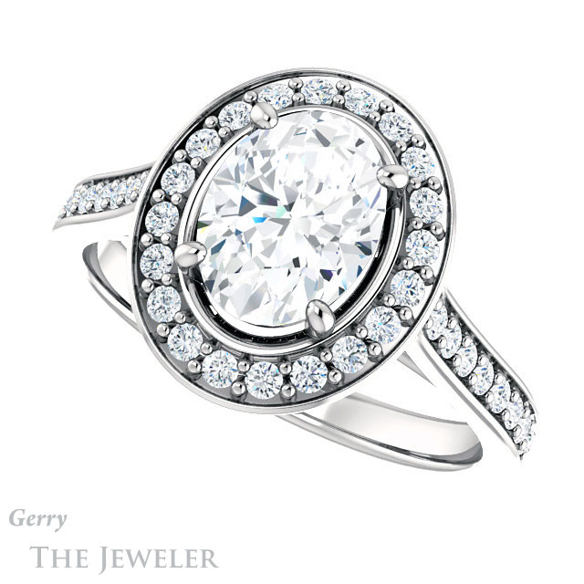 Oval Shaped Forever One Moissanite Engagement Ring #GTJ1213-oval-fo-w