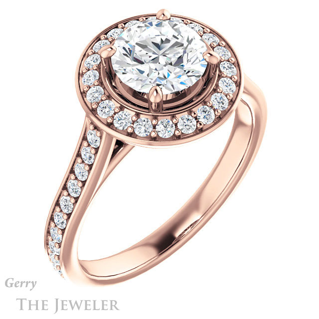 Round Cut Forever One Moissanite Engagement Ring #GTJ1213-round-fo-r