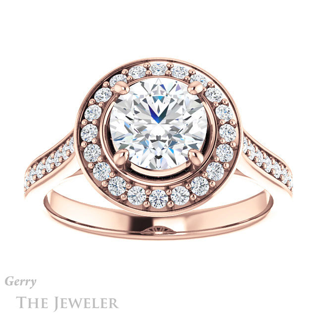 Round Cut Forever One Moissanite Engagement Ring #GTJ1213-round-fo-r