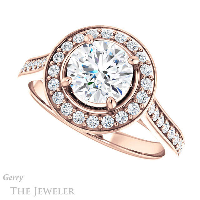 Round Cut Forever One Moissanite Engagement Ring #GTJ1213-round-fo-r