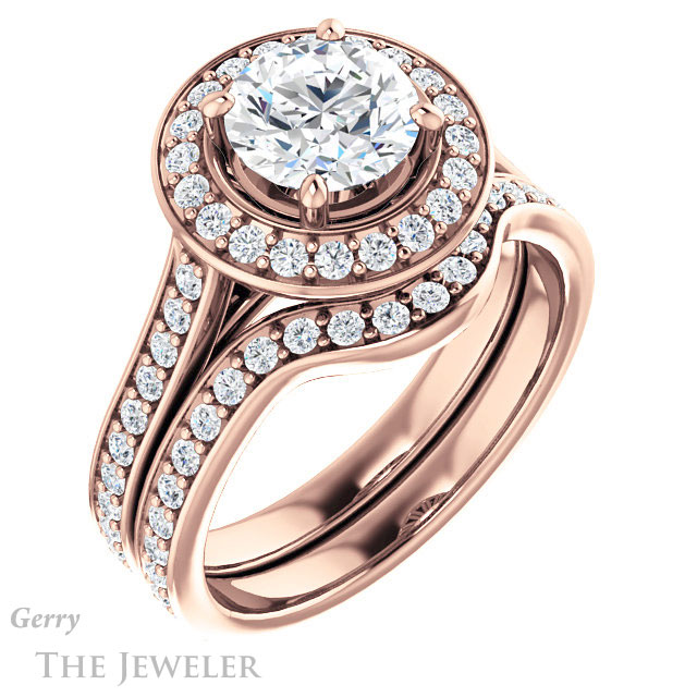 Round Cut Forever One Moissanite Engagement Ring #GTJ1213-round-fo-r