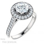 Round Cut Forever One Moissanite Engagement Ring #GTJ1213-round-fo-w