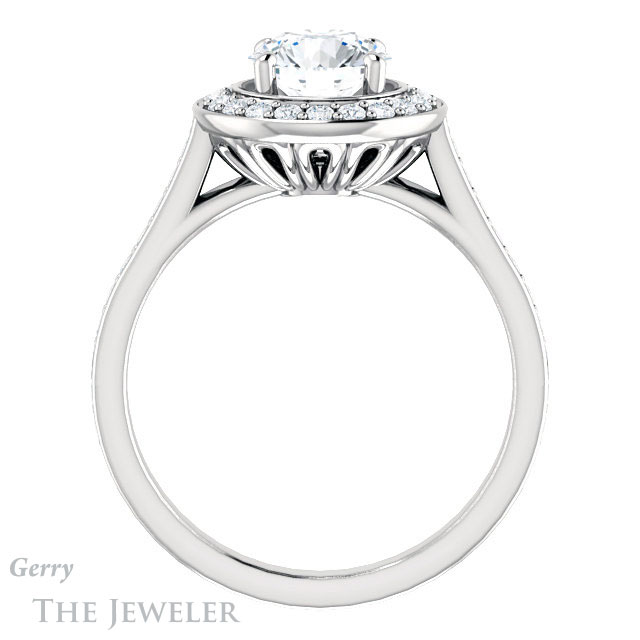 Round Cut Forever One Moissanite Engagement Ring #GTJ1213-round-fo-w