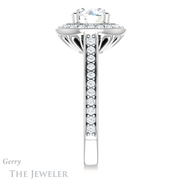 Round Cut Forever One Moissanite Engagement Ring #GTJ1213-round-fo-w