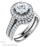 Round Cut Forever One Moissanite Engagement Ring #GTJ1213-round-fo-w