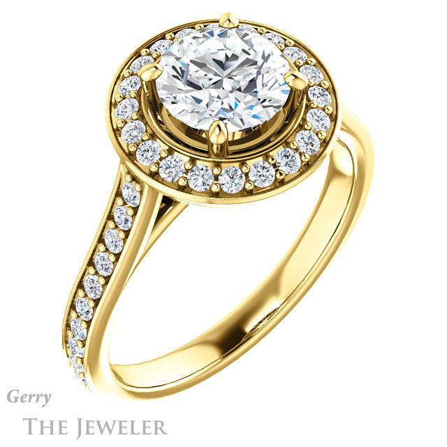 Round Cut Forever One Moissanite Engagement Ring #GTJ1213-round-fo-y