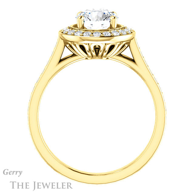 Round Cut Forever One Moissanite Engagement Ring #GTJ1213-round-fo-y