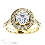 Round Cut Forever One Moissanite Engagement Ring #GTJ1213-round-fo-y