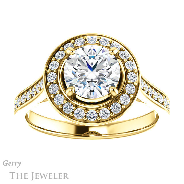 Round Cut Forever One Moissanite Engagement Ring #GTJ1213-round-fo-y
