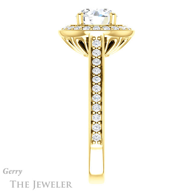 Round Cut Forever One Moissanite Engagement Ring #GTJ1213-round-fo-y