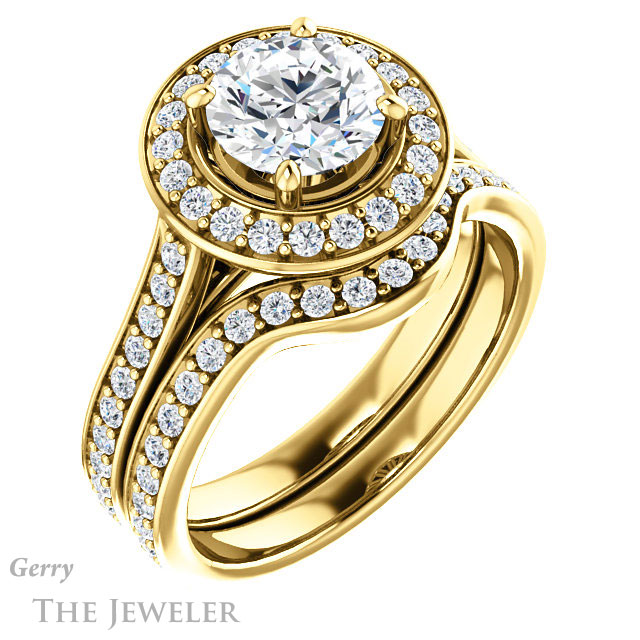 Round Cut Forever One Moissanite Engagement Ring #GTJ1213-round-fo-y