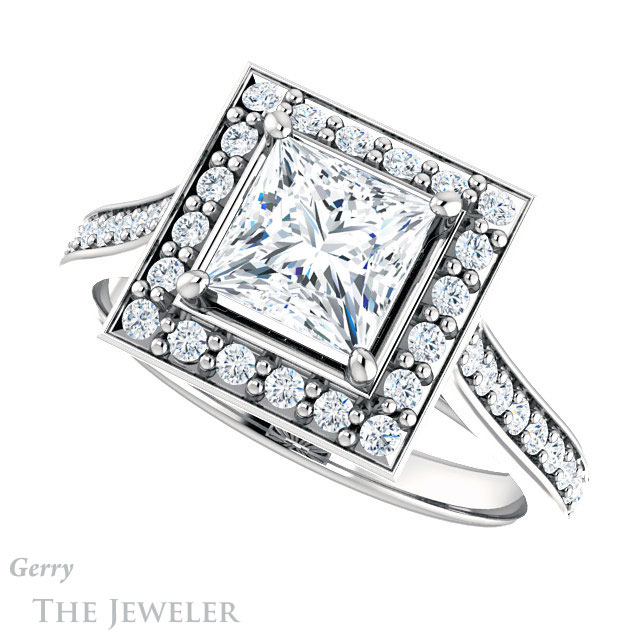 Princess Cut Forever One Moissanite Engagement Ring #GTJ1213-square-fo-w