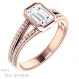 Emerald Cut Forever One Moissanite Engagement Ring #GTJ1214-emerald-fb-r 4 Emerald Cut Forever Brilliant Moissanite Engagement Ring #GTJ1214-emerald-fb-r