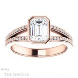 Emerald Cut Forever One Moissanite Engagement Ring #GTJ1214-emerald-fb-r 1 Emerald Cut Forever Brilliant Moissanite Engagement Ring #GTJ1214-emerald-fb-r
