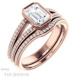 Emerald Cut Forever One Moissanite Engagement Ring #GTJ1214-emerald-fb-r 6 Emerald Cut Forever Brilliant Moissanite Engagement Ring #GTJ1214-emerald-fb-r