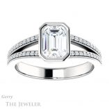 Emerald Cut Forever Brilliant Moissanite Engagement Ring #GTJ1214-emerald-fb-w