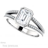 Emerald Cut Forever Brilliant Moissanite Engagement Ring #GTJ1214-emerald-fb-w
