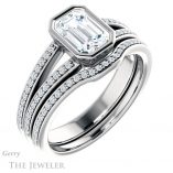 Emerald Cut Forever Brilliant Moissanite Engagement Ring #GTJ1214-emerald-fb-w