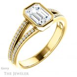 Emerald Cut Forever One Moissanite Engagement Ring #GTJ1214-emerald-fb-y 4 Emerald Cut Forever Brilliant Moissanite Engagement Ring #GTJ1214-emerald-fb-y
