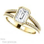 Emerald Cut Forever One Moissanite Engagement Ring #GTJ1214-emerald-fb-y 5 Emerald Cut Forever Brilliant Moissanite Engagement Ring #GTJ1214-emerald-fb-y