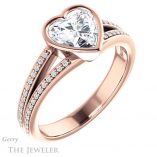 Heart Shaped Forever One Moissanite Engagement Ring #GTJ1214-heart-fb-r 4 Heart Shaped Forever Brilliant Moissanite Engagement Ring #GTJ1214-heart-fb-r