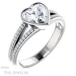 Heart Shaped Forever One Moissanite Engagement Ring #GTJ1214-heart-fb-w 4 Heart Shaped Forever Brilliant Moissanite Engagement Ring #GTJ1214-heart-fb-w